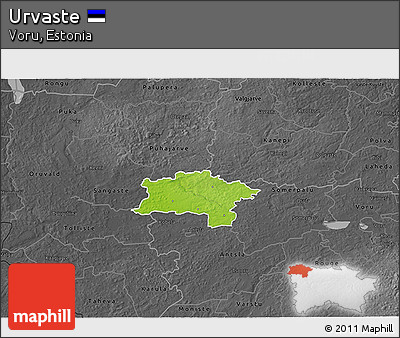 Physical 3D Map of Urvaste, darken, desaturated