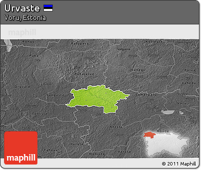 Physical 3D Map of Urvaste, darken, desaturated
