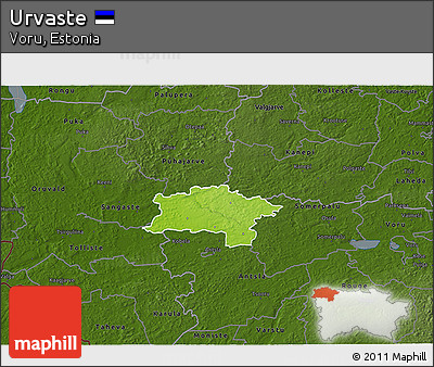 Physical 3D Map of Urvaste, darken