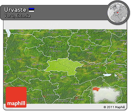 Physical 3D Map of Urvaste, satellite outside