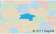 Political 3D Map of Urvaste, lighten