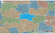Political 3D Map of Urvaste, semi-desaturated