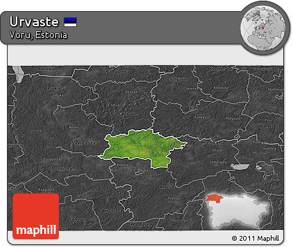Satellite 3D Map of Urvaste, darken, desaturated