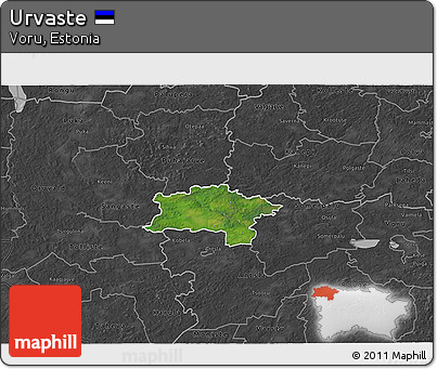 Satellite 3D Map of Urvaste, darken, desaturated
