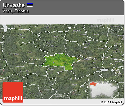 Satellite 3D Map of Urvaste, semi-desaturated