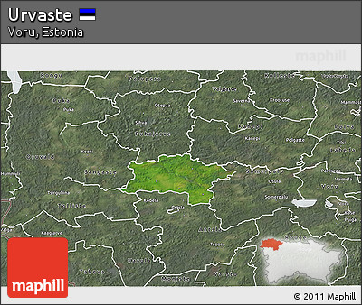 Satellite 3D Map of Urvaste, semi-desaturated