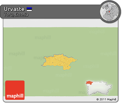 Savanna Style 3D Map of Urvaste, single color outside