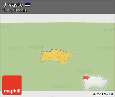 Savanna Style 3D Map of Urvaste, single color outside