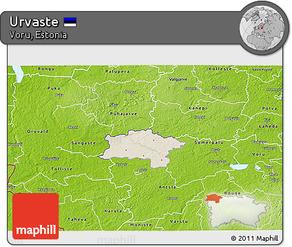 Shaded Relief 3D Map of Urvaste, physical outside