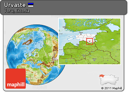 Physical Location Map of Urvaste, highlighted country