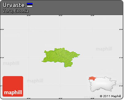 Physical Map of Urvaste, single color outside