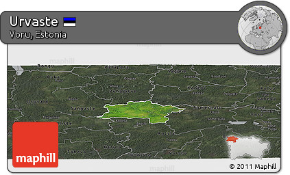 Satellite Panoramic Map of Urvaste, darken, semi-desaturated