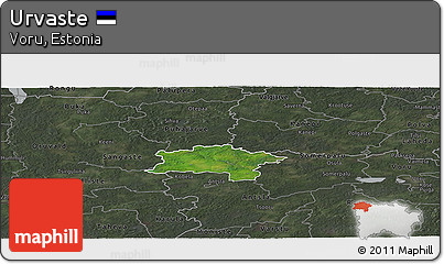 Satellite Panoramic Map of Urvaste, darken, semi-desaturated