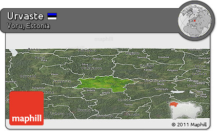 Satellite Panoramic Map of Urvaste, semi-desaturated