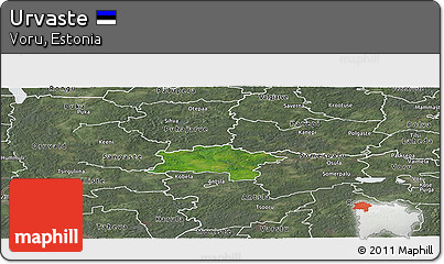 Satellite Panoramic Map of Urvaste, semi-desaturated