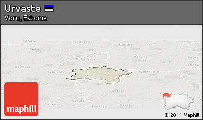 Shaded Relief Panoramic Map of Urvaste, lighten