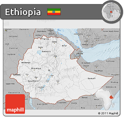 Gray 3D Map of Ethiopia