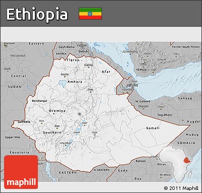 Gray 3D Map of Ethiopia