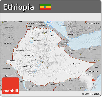 Gray 3D Map of Ethiopia