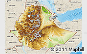 Physical 3D Map of Ethiopia, shaded relief outside