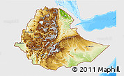 Physical 3D Map of Ethiopia, single color outside, bathymetry sea
