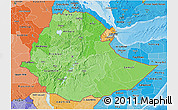 Political Shades 3D Map of Ethiopia