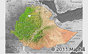 Satellite 3D Map of Ethiopia, desaturated