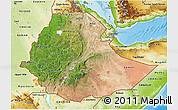 Satellite 3D Map of Ethiopia, physical outside