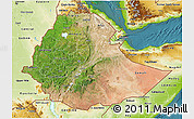 Satellite 3D Map of Ethiopia, physical outside, satellite sea