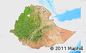 Satellite 3D Map of Ethiopia, single color outside, bathymetry sea