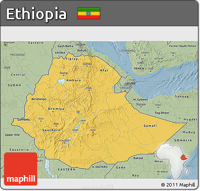 Savanna Style 3D Map of Ethiopia