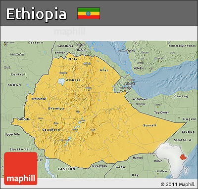 Savanna Style 3D Map of Ethiopia