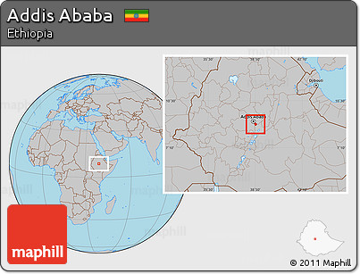 Gray Location Map of Addis Ababa