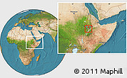 Satellite Location Map of Addis Ababa, within the entire country