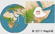 Satellite Location Map of Addis Ababa, highlighted country, within the entire country