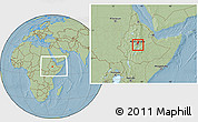 Savanna Style Location Map of Addis Ababa, within the entire country, hill shading