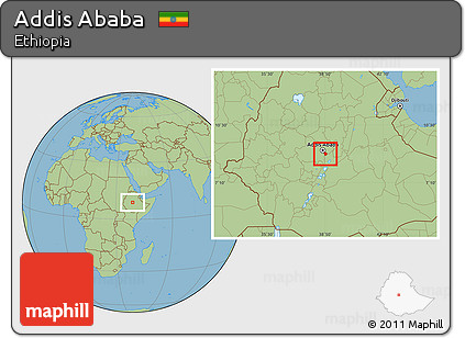 Savanna Style Location Map of Addis Ababa