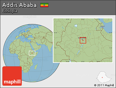 Savanna Style Location Map of Addis Ababa