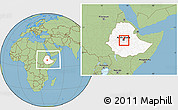 Savanna Style Location Map of Addis Ababa, highlighted country, within the entire country
