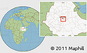 Savanna Style Location Map of Addis Ababa, highlighted country