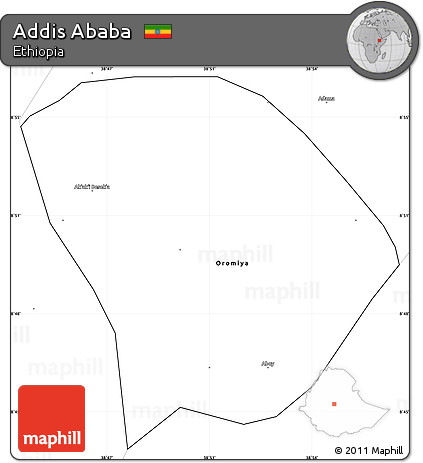 Blank Simple Map of Addis Ababa