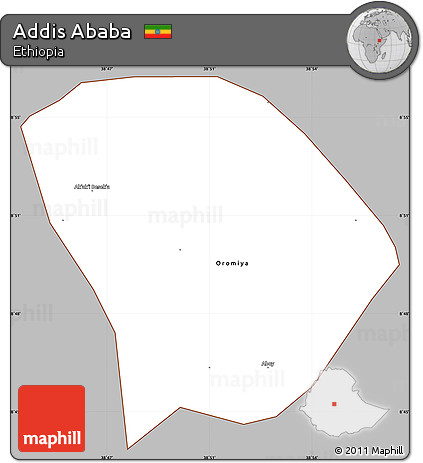 Gray Simple Map of Addis Ababa, cropped outside