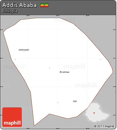 Gray Simple Map of Addis Ababa, cropped outside
