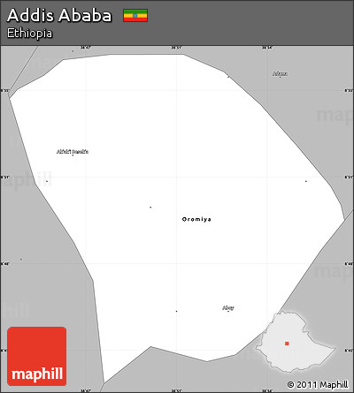 Gray Simple Map of Addis Ababa