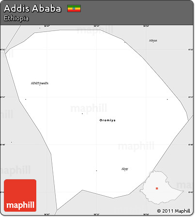 Silver Style Simple Map of Addis Ababa