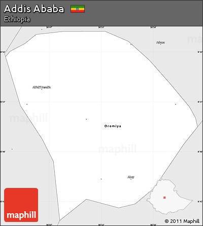 Silver Style Simple Map of Addis Ababa