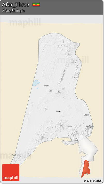 Classic Style 3D Map of Afar_Three, single color outside