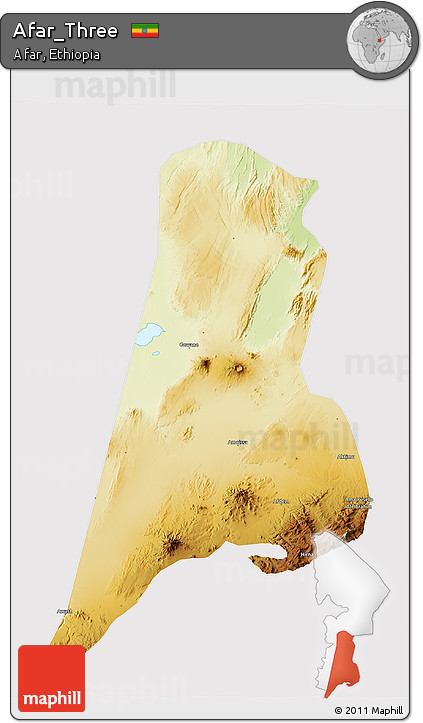 Physical 3D Map of Afar_Three, cropped outside