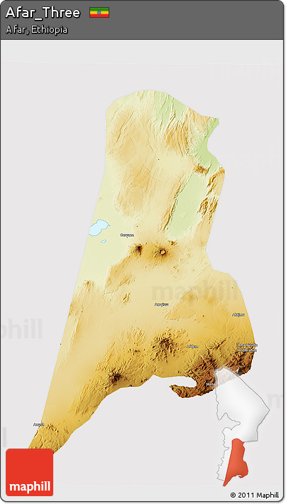 Physical 3D Map of Afar_Three, cropped outside