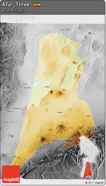 Physical 3D Map of Afar_Three, desaturated